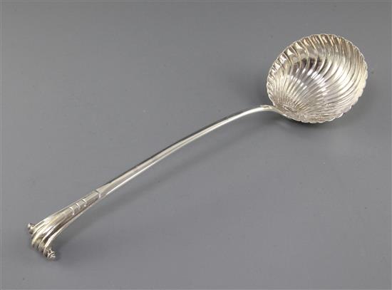 A George III silver Onslow pattern soup ladle by Jacob Marsh or John Moore, 5.5 oz.